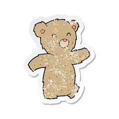retro distressed sticker of a cartoon teddy bear