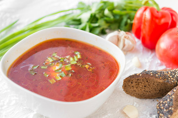 1 plates of borscht with greens,  soup,