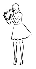 a girl dancing drawing illustration vector