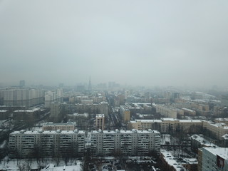 Panorama copter sity view Moscow