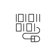 Robotics binary code outline icon. Signs and symbols can be used for web, logo, mobile app, UI, UX