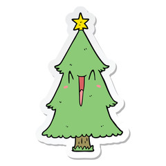 sticker of a cartoon christmas tree
