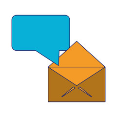envelope open with blank bubble blue lines