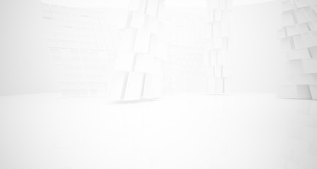 Abstract white parametric interior with window. 3D illustration and rendering.