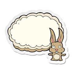 sticker of a cartoon rabbit with text space cloud