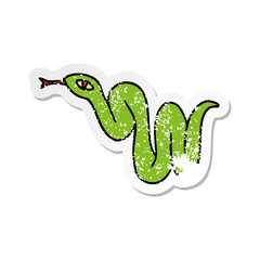 distressed sticker cartoon doodle of a garden snake