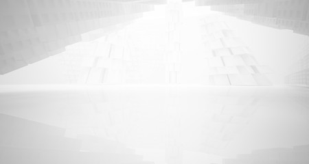 Abstract white parametric interior with window. 3D illustration and rendering.