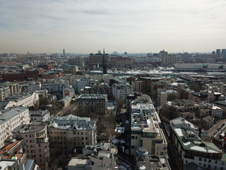 Panorama copter sity view Moscow