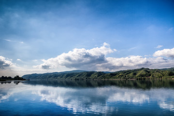 Fototapeta na wymiar Sky reflected in lake. Landscape