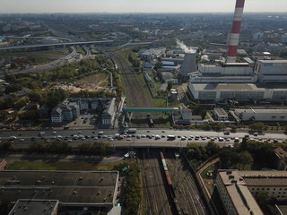 Copter sity view panorama Moscow