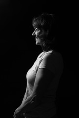 Obraz premium Portrait of a beautiful woman with expression black and white