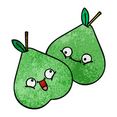 retro grunge texture cartoon green pear