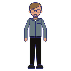 Executive businessman cartoon blue lines faceless