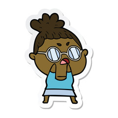 sticker of a cartoon annoyed woman