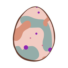 Cartoon style vector illustration of pale grey, pink, purple easter egg. Great design elements for icon, sticker, card, print, poster. Unique, fun drawing isolated on white background. Holiday concept