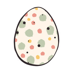 Cartoon style vector illustration of pastel colors easter egg. Great design elements for icon, sticker, card, print, poster. Unique, fun drawing isolated on white background. Holiday concept