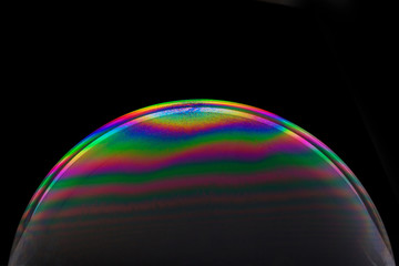 Close up of soap bubbles on black background