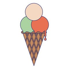 ice cream cone with scoops blue lines