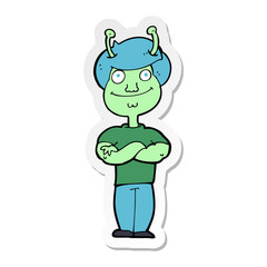 sticker of a cartoon space alien