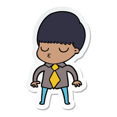 sticker of a cartoon calm boy