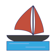 sailboat on the sea symbol blue lines