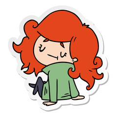 sticker cartoon of a cute kawaii girl