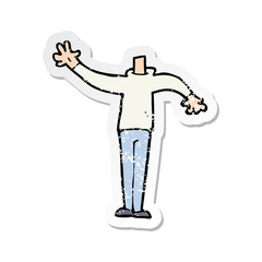 retro distressed sticker of a cartoon male gesturing body