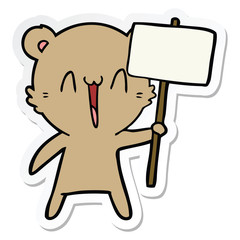 sticker of a happy bear cartoon