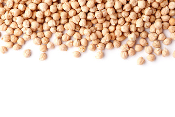 uncooked chickpea isolated on white