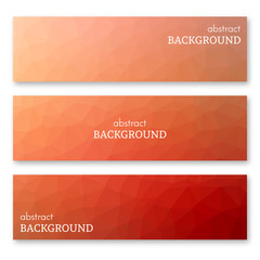 Set of three banners in low poly art style