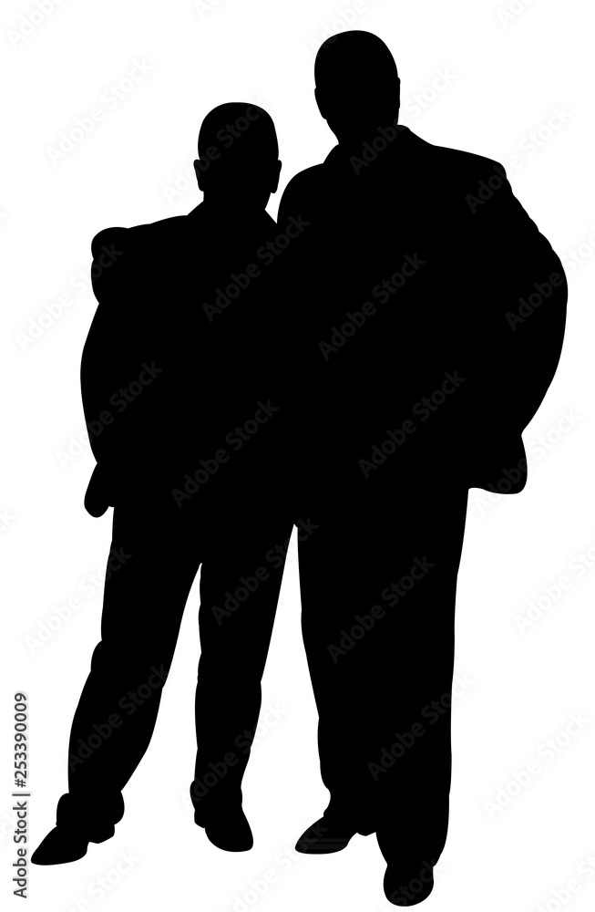 Wall mural two men together, silhouette vector