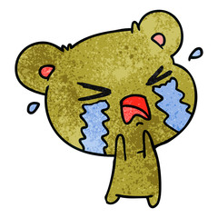 textured cartoon of a cute crying bear