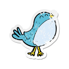 retro distressed sticker of a cartoon singing bird