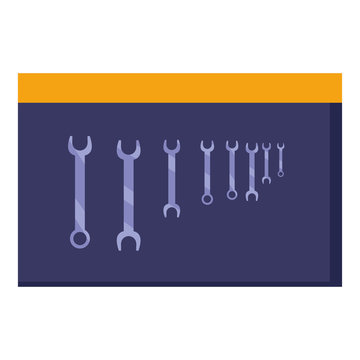 board with wrench keys hanging