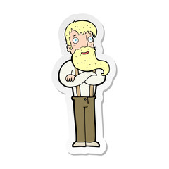 sticker of a cartoon bearded hipster man