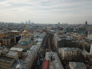 Fototapeta na wymiar Sity panorama sky view moscow
