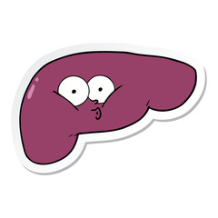 sticker of a cartoon curious liver