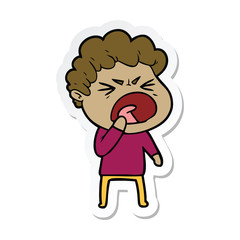sticker of a cartoon furious man