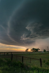 Rotating thunderstorm supercell in northwest Oklahoma. This severe storm which developed over the...