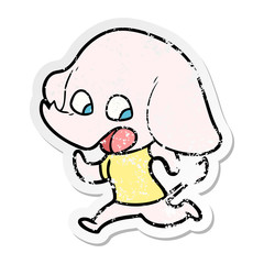 distressed sticker of a cute cartoon elephant