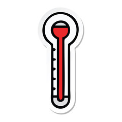 sticker of a cute cartoon glass thermometer