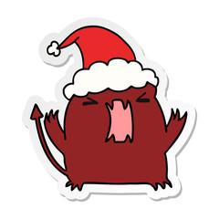 christmas sticker cartoon of kawaii devil