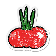 distressed sticker of a cartoon vegetable