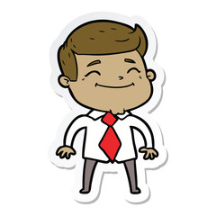 sticker of a happy cartoon businessman