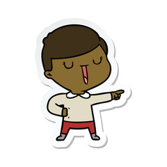 sticker of a cartoon happy boy
