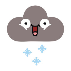 flat color retro cartoon storm snow cloud