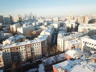 Panorama copter moscow sky