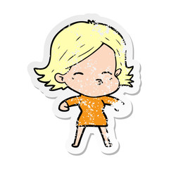 distressed sticker of a cartoon woman