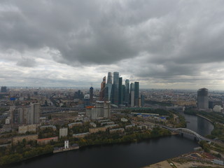 Fototapeta na wymiar Moscow panorama copter sky