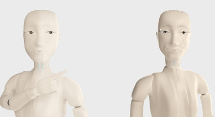 female artificial intelligence robots 3d-illustration